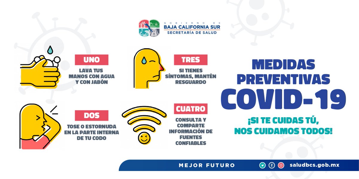 SSA_BCS's tweet photo. ¡Adopta las #MedidasDePrevención! y mantén la #SanaDistancia. #QuédateEnCasa https://t.co/jqBM2MlwDO