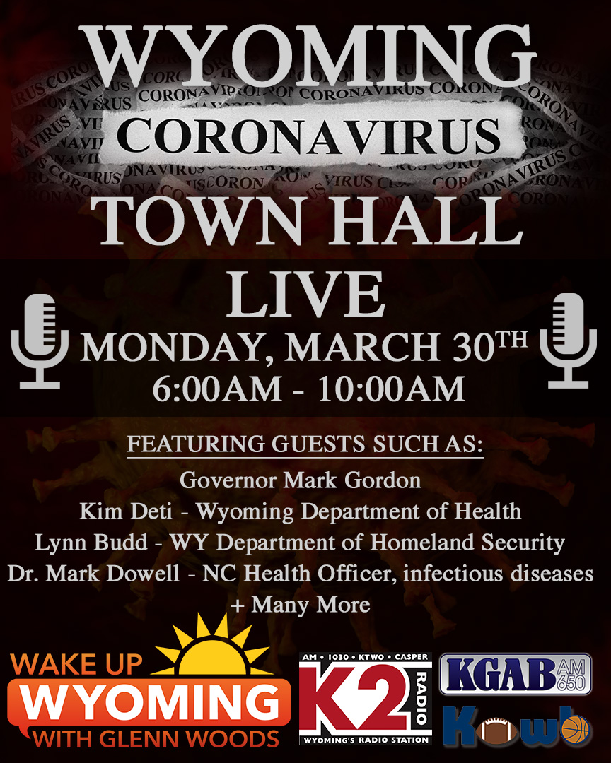 KOWBRadio's tweet photo. 'Wake Up Wyoming' will be hosting a special coronavirus town hall on @KOWBRadio Monday, March 30th 6am-10am. 
MORE: https://t.co/wPuTKWsQH0

#Laramie #Wyoming #coronavirus #COVID19 #COVID19WY https://t.co/NmmS0uMeD6