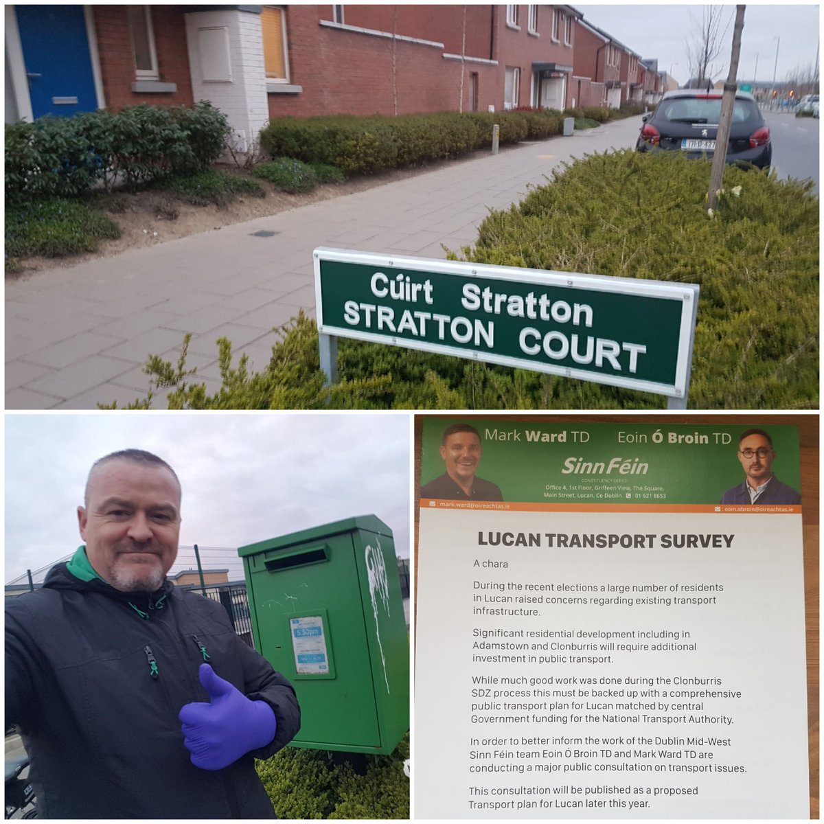 DerrenOBradaigh's tweet photo. For a balanced consultation, we have also posted our #DublinMidWestSF "Lucan Transport Survey' to the newer/recent developments providing an opportunity for residents to engage in this process.
Today we completed Stratton @LucanSinnFein - Via post! #Workingforsolutions https://t.co/ffCVDWLhoN