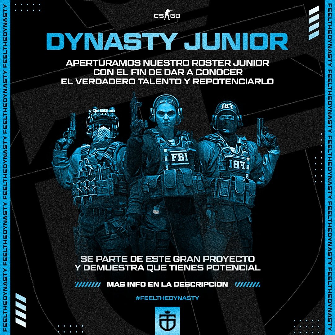_Team_Dynasty's tweet photo. Presentamos "DynastyJunior" un proyecto en el cual se busca potenciar y dar a conocer el talento de los jugadores y a la vez crear una comunidad no toxica
. 
Contamos con varios beneficios para los que participen de este proyecto
#feelthedynasty https://t.co/WPNJ1XG9aW