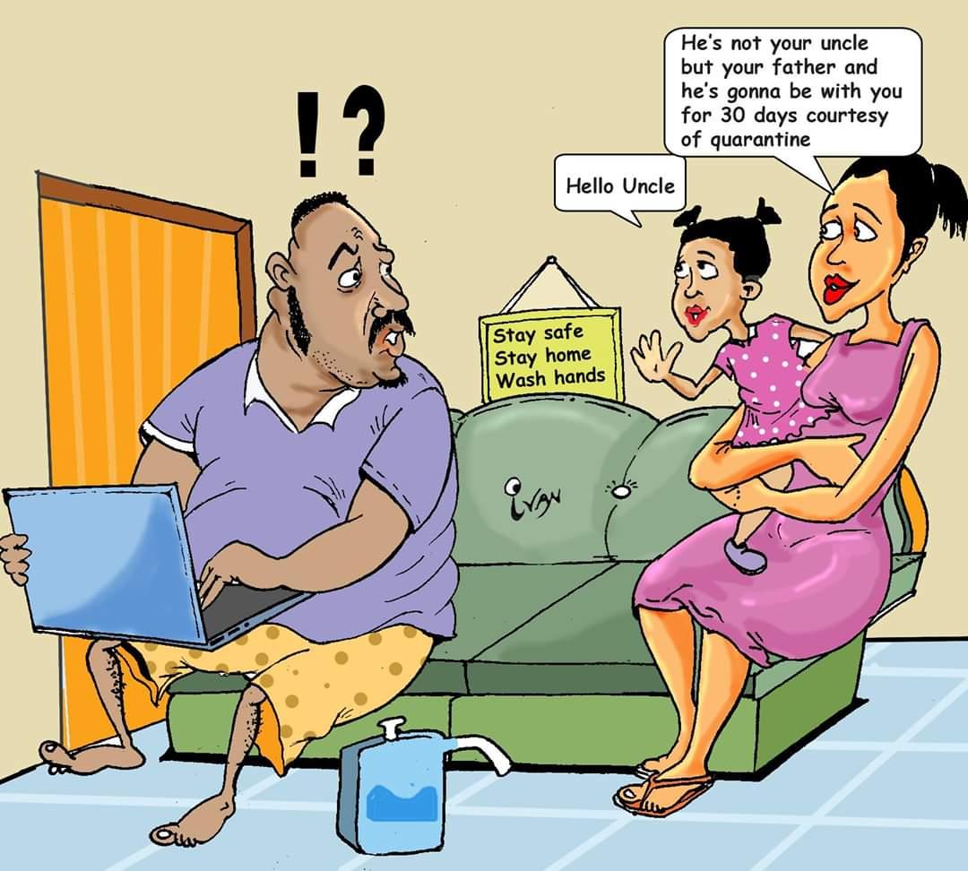 nakame_sarah's tweet photo. Some children will now have resident fathers for the next few days #covid19 stayHome and stay safe #monitorcartoons https://t.co/A1176r6Oak
