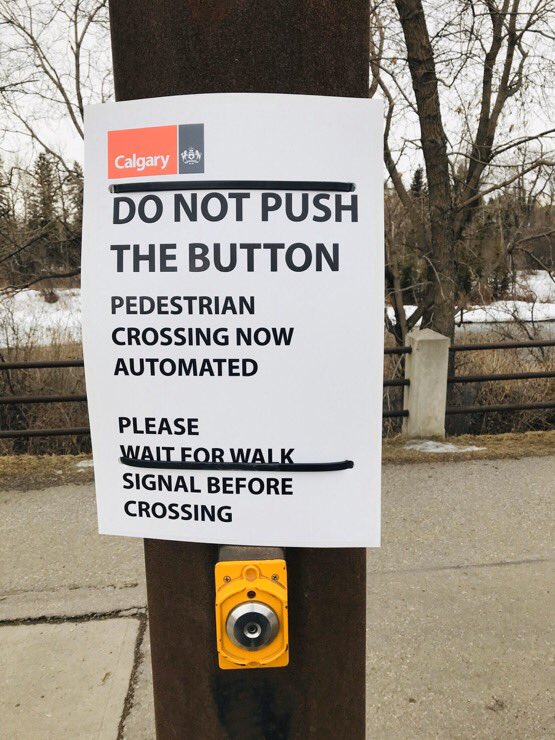 BrentToderian's tweet photo. Take note, cities! Not only did #Calgary close 6 major roads to cars &amp; open them to people for social &amp; exercise opportunities while #PhysicalDistancing — they also disabled 50 pedestrian “beg buttons” that could spread the virus. Smart, fast action. HT @AngelaKnightCBC #COVID19 https://t.co/riGFaQmphY