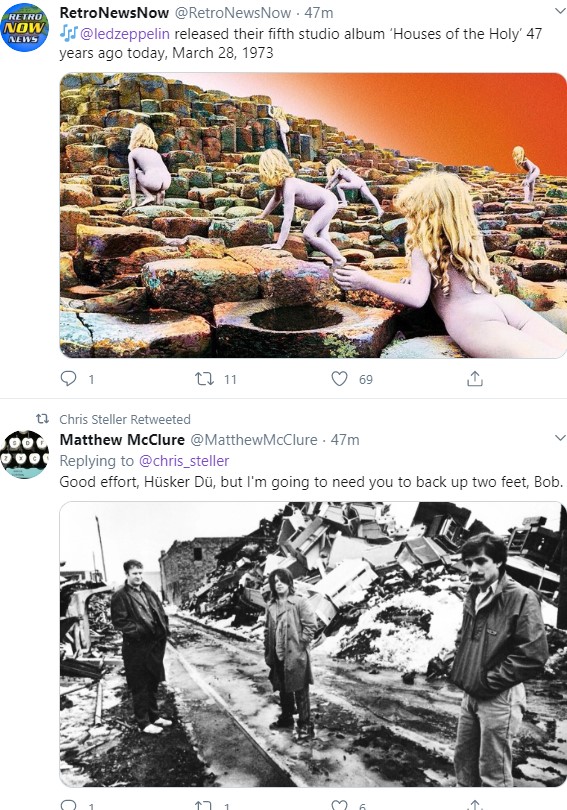 richmickelroy's tweet photo. Social #Tweetsync-ing - these appeared adjacent to each other in my TL stamped 2:22 PM my time. Turns out that neither one is an altered image illustrating social distancing! @chris_steller @MatthewMcClure https://t.co/chaJ1QXx87