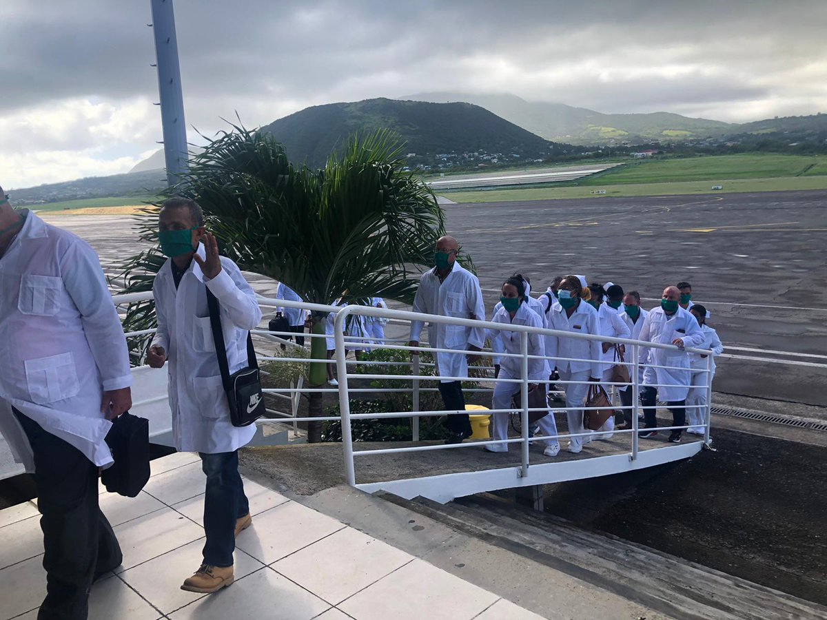 timothyharriskn's tweet photo. We welcome with love the 35 #Health professionals from #Cuba who will help us provide care to our people in need of treatment and care in the advent of #COVID19  Pan #Caribbean vision at work. Long live solidarity! https://t.co/UkLVNIgHYL