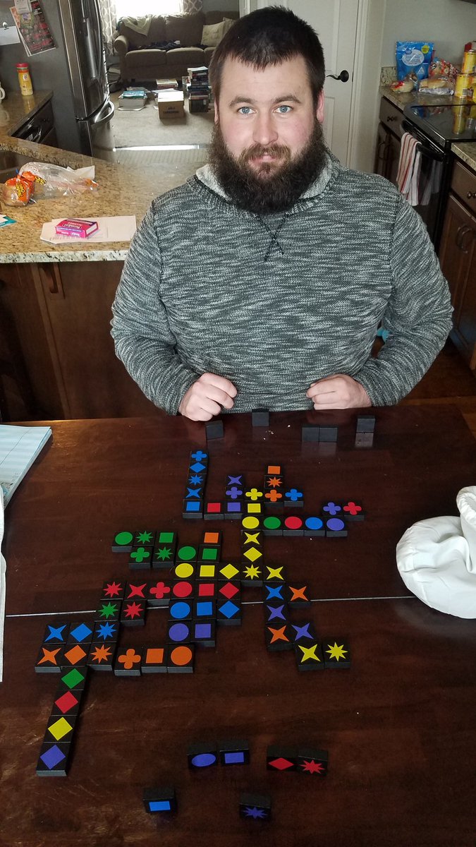 When your son humors you by playing Qwirkle, but is ruthless and beats you by more than 100 points. :/