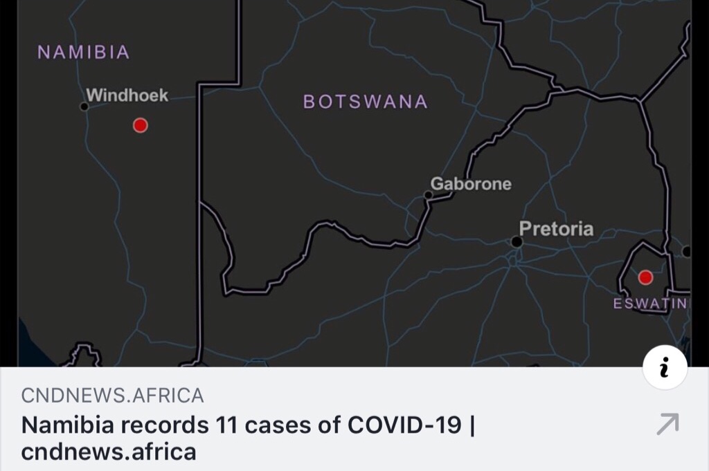 NewsCnd's tweet photo. The Namibian Ministry of Health and Social Services announced a 9th, 10th and 11th cases of COVID-19 in the country on Saturday. #covid19nam #coronavirusnamibia

Read: https://t.co/kl41NMTP3e https://t.co/KyvKGAFT6i