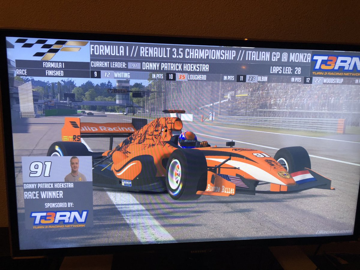 HoekstraDanny's tweet photo. Staying safe at the first lap at Monza gave me the win💪🏻🏎🍻🎉 #iracing #simracing #formulai https://t.co/qYZwdfgOLo