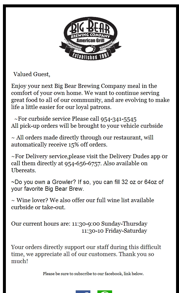 BigBearBrewing's tweet photo. Take-out, curbside and delivery https://t.co/xoEmaS7S9M https://t.co/ydCyfpln8f
