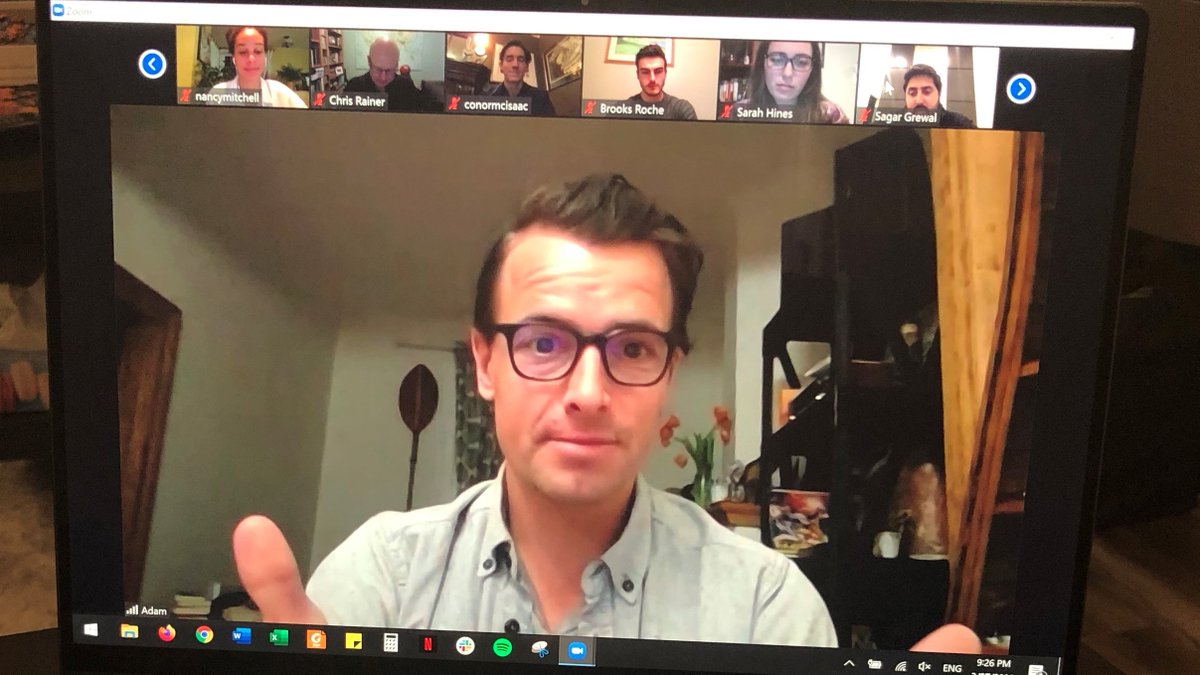 BardishKW's tweet photo. Last night, the PM’s Youth Council met virtually as #physicaldistancing won’t stop us from connecting. 
@JustinTrudeau wants innovative ideas from #LeadersToday to combat #COVID19. #Shoutout &amp; thanks to special guests @vankayak, @DarrenFisherNS, and @GovCanHealth. 1/2 https://t.co/ntXzfmWByU