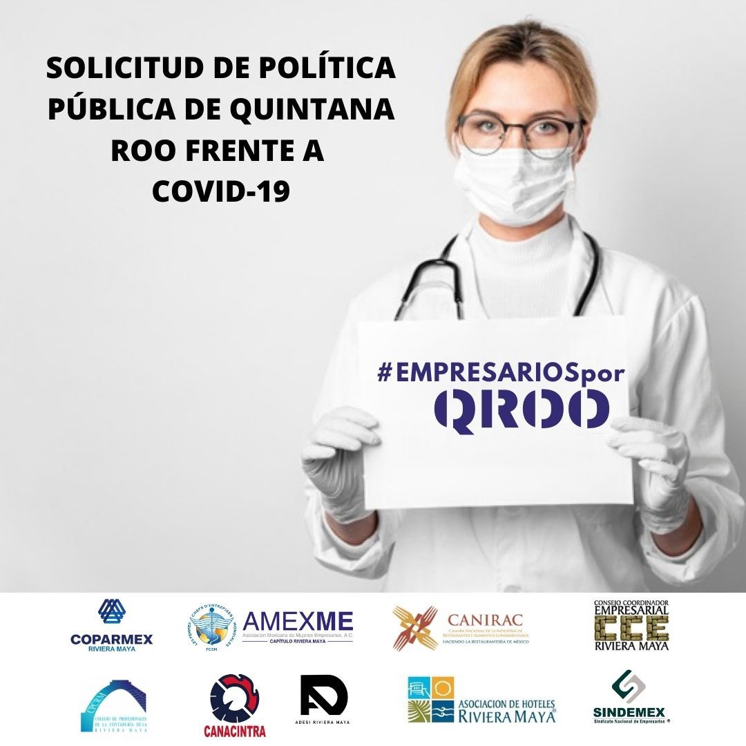 CoparmexRm's tweet photo. Hoy el sector empresarial llama al @GobQuintanaRoo @IDEFIN_QROO @SEDEQROO @Sefiplanqroo al trabajo conjunto con el objetivo de evitar el desplome de la economía y salvaguardar los empleos. #EmpresariosporQroo #COVID19mx https://t.co/1PfM1eUvJE