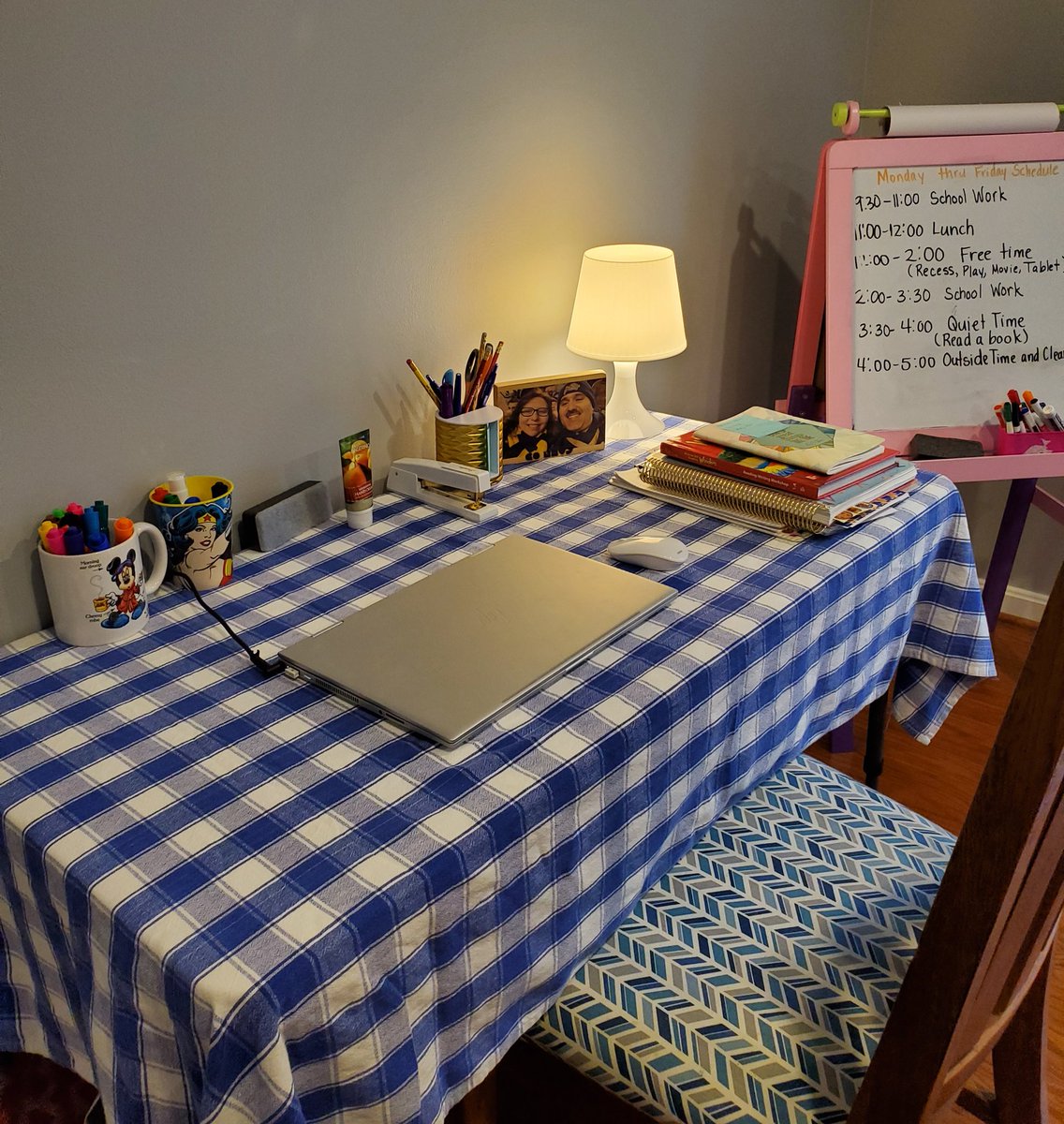 HeatherSegredo's tweet photo. Since I can't work @TGESTIGERS I made a teacher desk at home. Not the same as being with my superheroes but it will do. https://t.co/tOb3vmKRQw