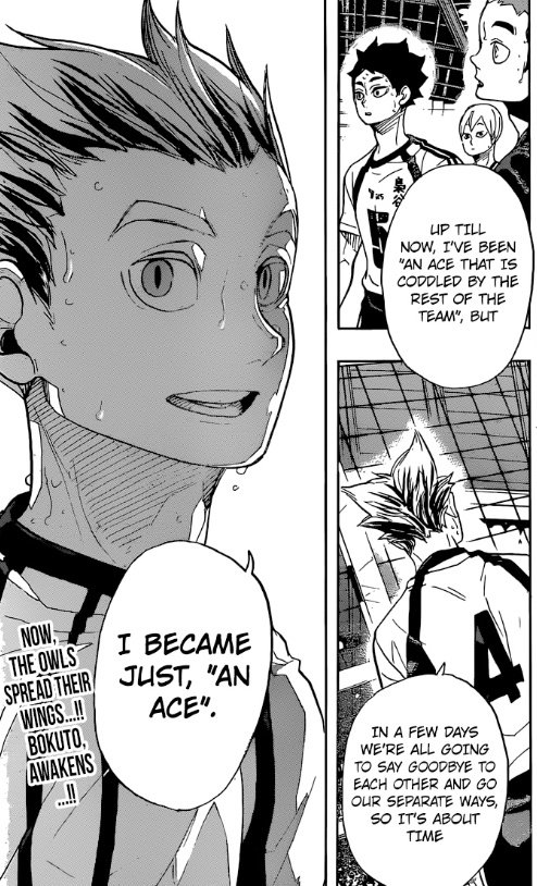 when bokuto said that it was time for him to just be an "ace" it was really dramatic and refreshing, and after that no one could stop him from being a freaking monster on the court, and when fuki hibarida, coach from the japan olympic men's vball team, said this i got CHILLS