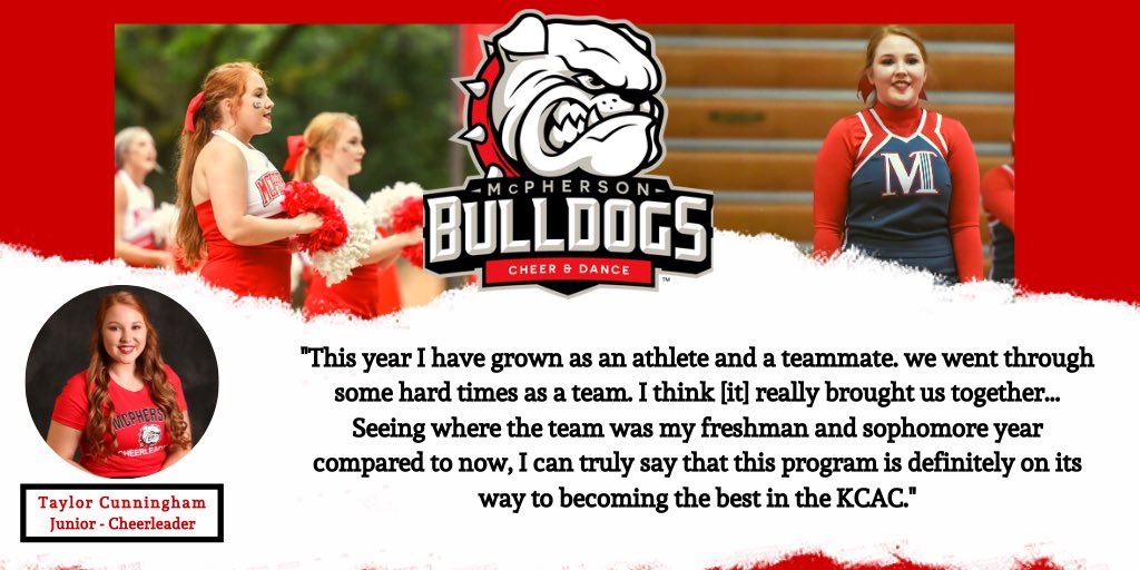 mcphersonspirit's tweet photo. Our season has come to a close and we want to give our team the chance to share some of their experiences from this year. First up is @t_a_y_l_o_r_33, she is a junior and three year member of the cheer team. Here is what she had to say!
#GuardTheHouse https://t.co/7hZCitsDiL