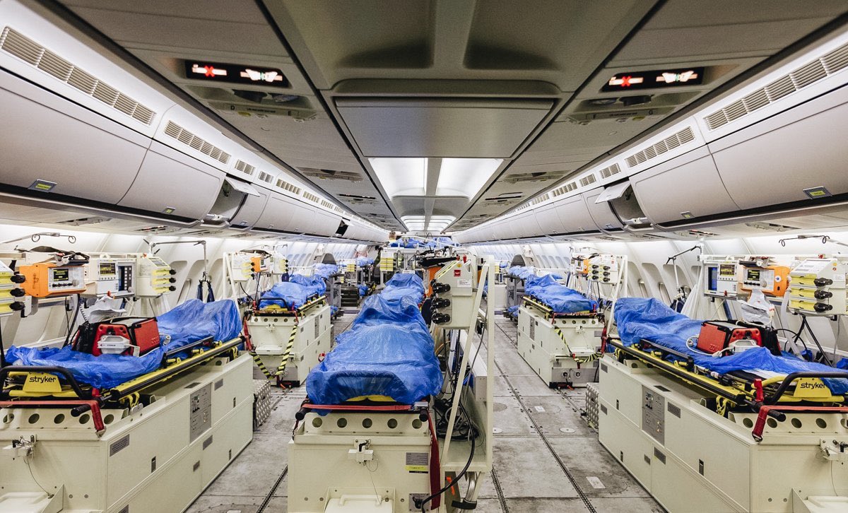 Alemania activa un Airbus A310 MedEvac, para llevar a los pacientes contagiados desde Italia a hospitales en Alemania.