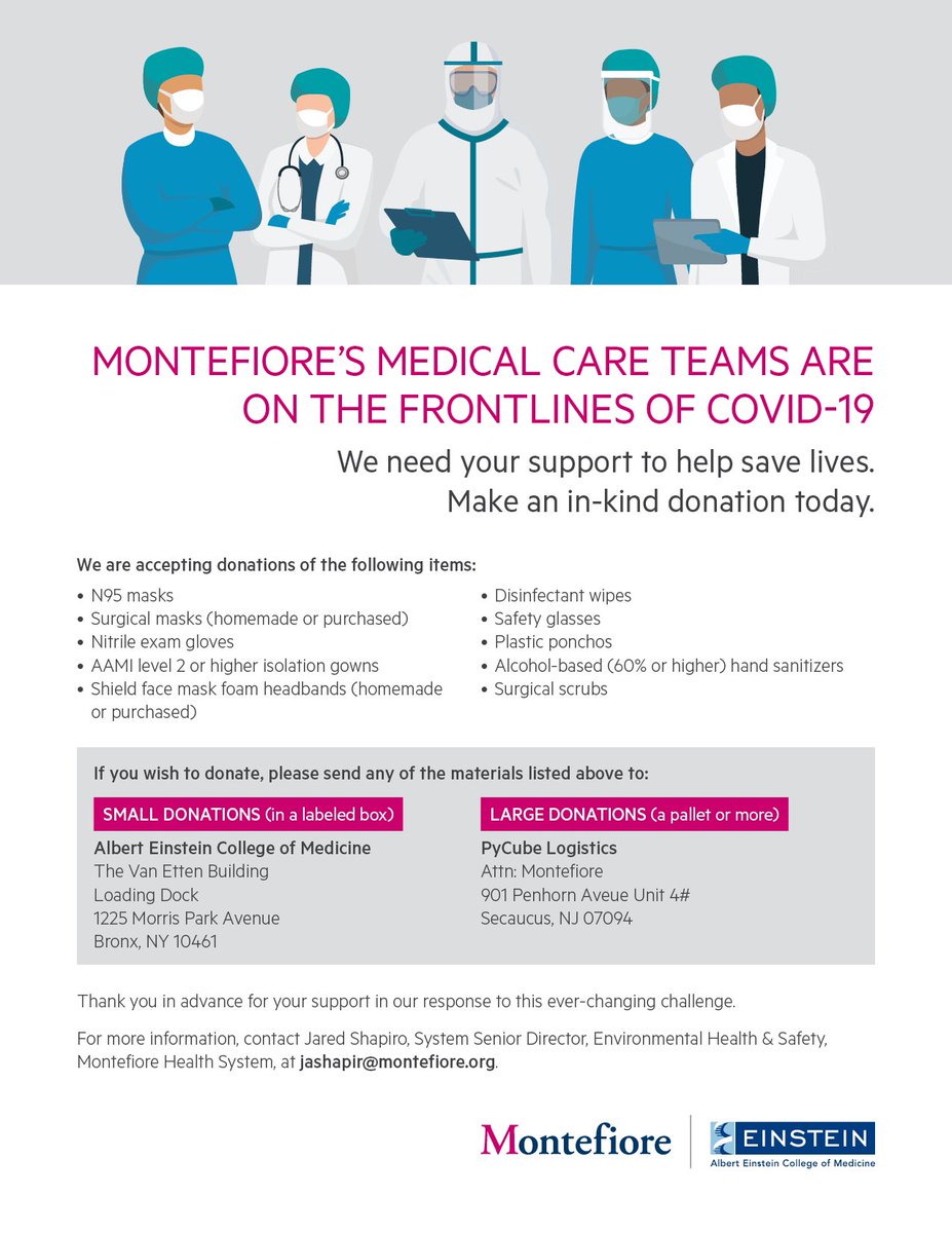 Please donate to Montefiore’s #HealthcareHeroes on the frontlines of #COVID19 — we need your support to help save lives. Details ⬇️