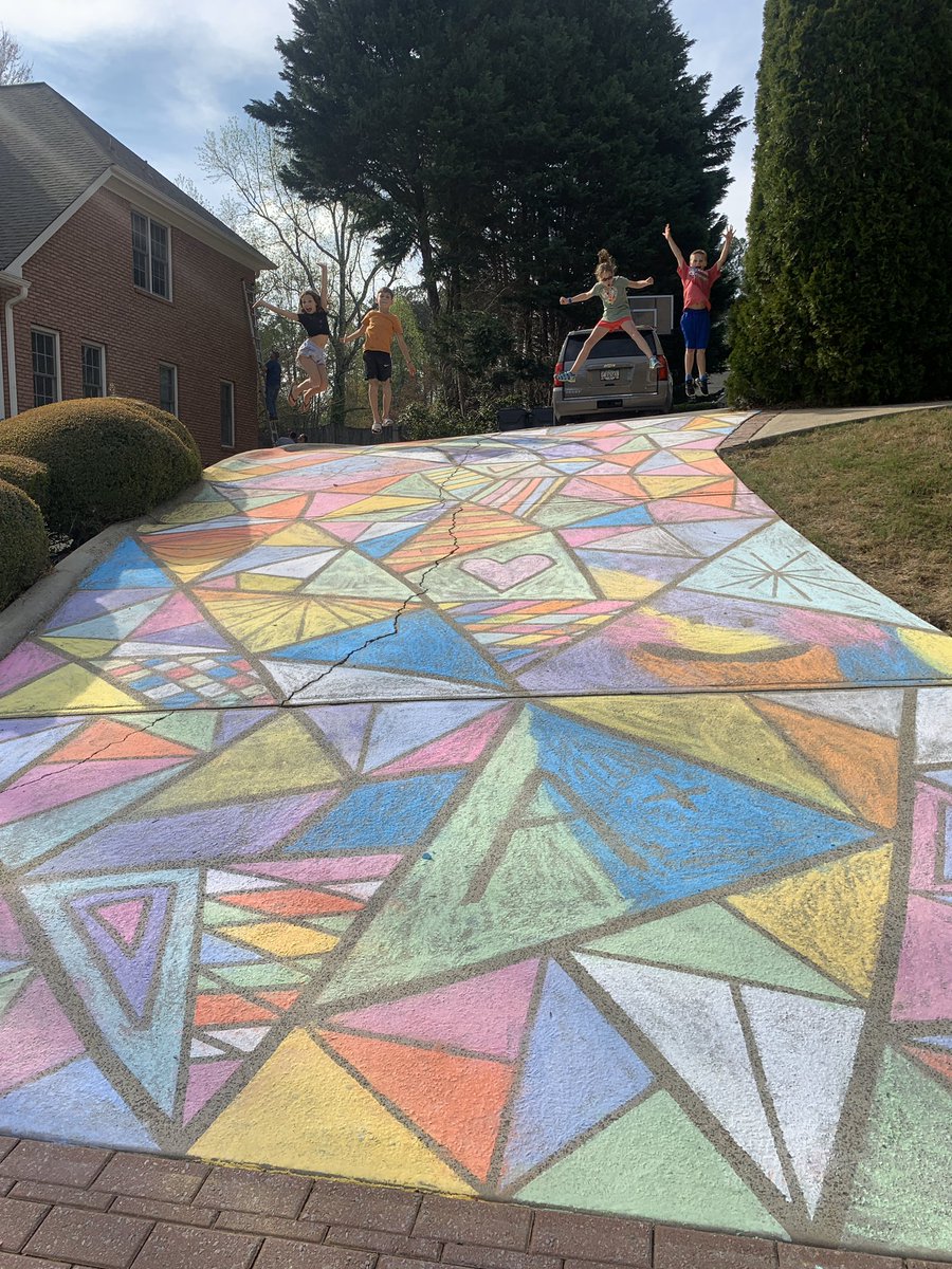 Keeping them busy with the neighborhood #sidewalkchalk challenge during #Covid_19 #ShelterInPlace