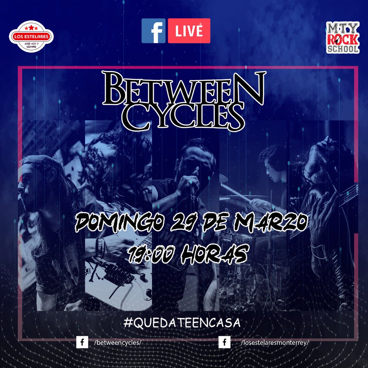 betweencycles's tweet photo. #QuedateEnCasa 🏠

Mañana estaremos tocando nuestro setlist, respondiendo sus preguntas y dando a conocer el nuevo integrante de la banda desde MTY ROCK School.

Sigamos todas las recomendaciones de salud, manténganse protegidos y ayudemos para hacer el cambio.

#BetweenCycles https://t.co/uj2OS6n2Ya