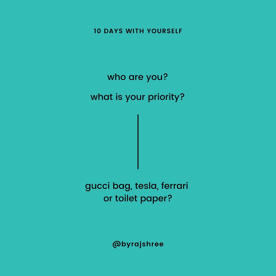 #10DaysWithYourself
Day 7
Find clarity and perhaps you will risk more. Ask yourself: ⠀
Who are you? What is your priority? 
Do you operate from comfort or commitment? Would you rather play nice or be nice? Do you play smaller than you are? ⠀
instagram.com/p/B-SUHpBDmay/…