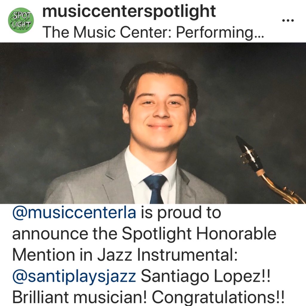 LosAlMusic's tweet photo. @LosAlamitosHigh Congrats Santiago! So proud of you! #losal #band #griffins #jazz #jazzatlosal #spotlight #musiccenter https://t.co/SSufOTjJ4A