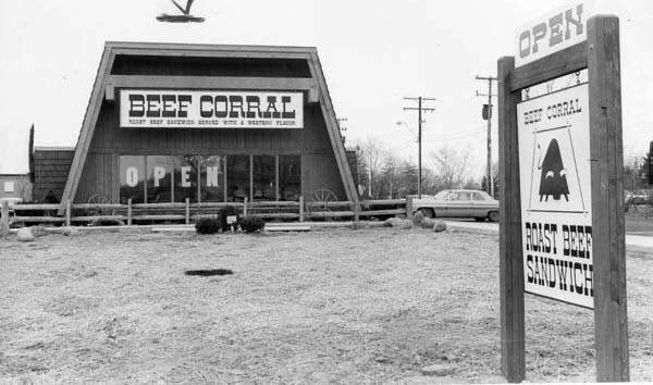 SkrticX's tweet photo. "Beef Corral Restaurant" ROAST BEEF SANDWICH. January 11, 1967. Source: @Cleve_Memory Photo by Clayton Knipper.  @jlknipper https://t.co/vB65ch4Eiv