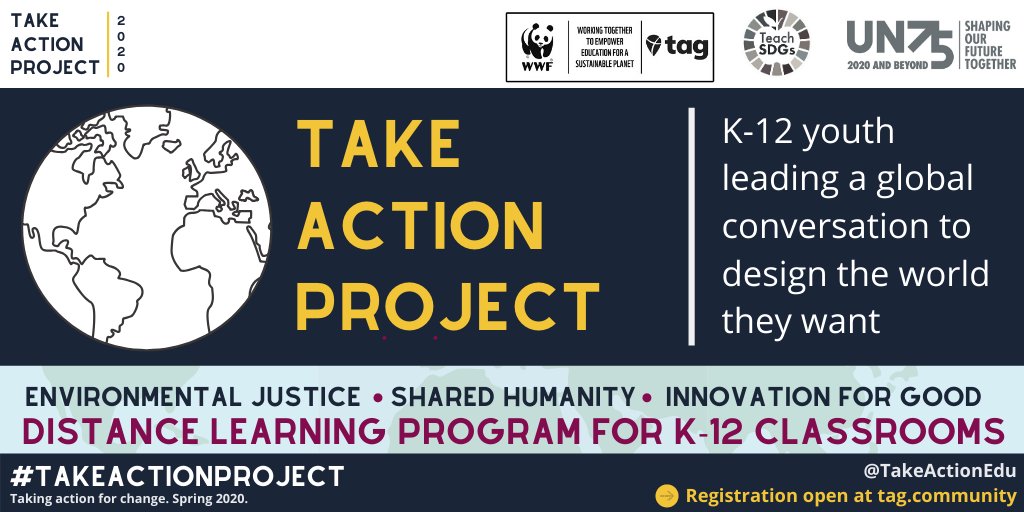 Learning at a distance, with a purpose: #TakeActionProject 

Re-opening registration following our mission of learning for everyone, everywhere.

🌍Free 10-week K-12 guided online learning experience 
🌏Guided use of #edtech tools
🌎Info + sign up: tag.community