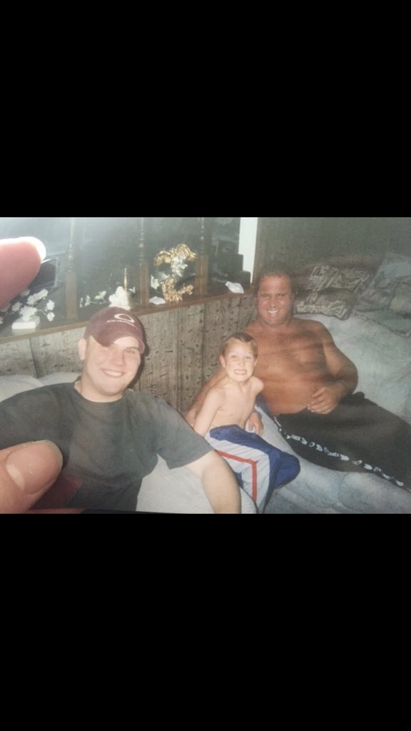 HankHennig's tweet photo. The Boys! My brother n I hanging out with dad. Such a fun memory. Must’ve been something funny said before this picture was taken. My dad looks like he’s about to laugh haha #HBDad #BigSmiles #BuddySystem https://t.co/GSiZdYFPXu