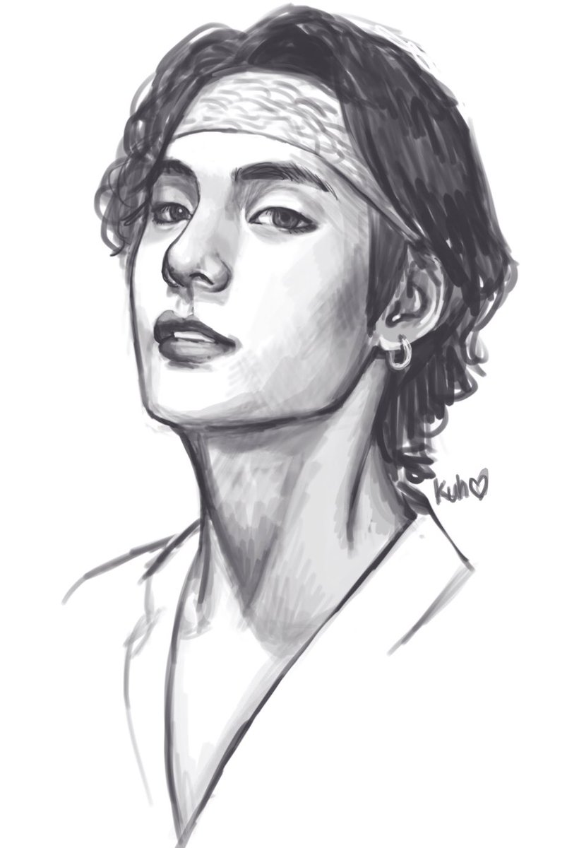 Kuhnoodle's tweet image. It’s very uncharacteristic of me to not have drawn #taehyung in a while