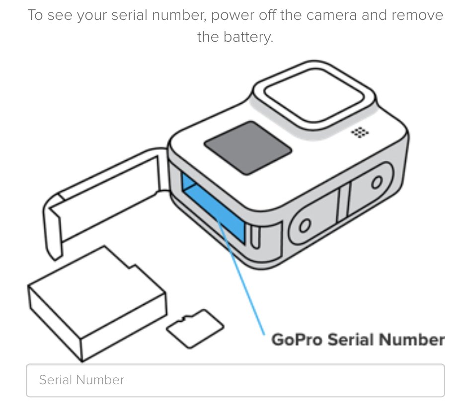 duskus's tweet photo. Are you kidding me, @GoPro  with this ridiculously tiny SN number?! HTF am I supposed to read that and add it to My Devices in my profile. Brilliant. #smart #brilliant #designthinking https://t.co/v1iR9y5YKY