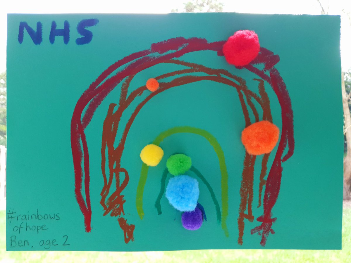A happier tweet. My son's contribution to #rainbowsofhope. I am proud to work for the NHS, because of what we manage to achieve for our patients. Unfortunately, I feel ashamed and let down by the fact that the NHS can't afford it's staff the same level of care and humanity. #NHS