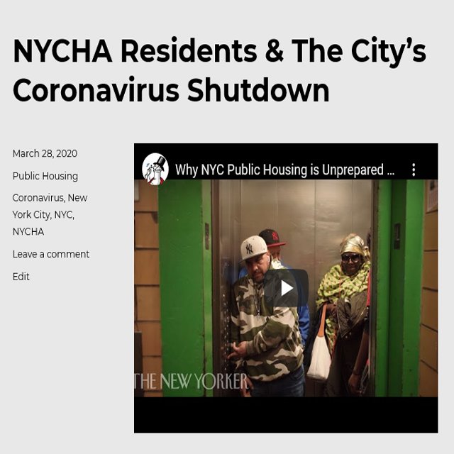 NYCHA Residents & The City’s Coronavirus Shutdown #HMLSNewYorker #HomelessNewYorker #NYCHA #NYC #coronavirus
