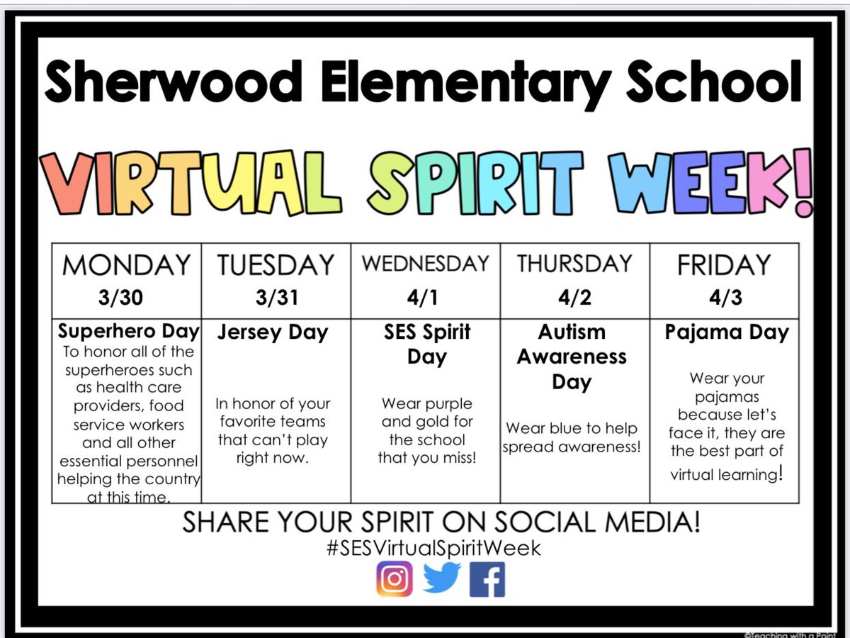SESIslip's tweet photo. Even though we can’t be at school right now, you can still show your spirit! We will have a virtual spirit week this week. Please tag @SESIslip on your photos and use the hashtag #SESVirtualSpiritWeek. https://t.co/ooMDcrRDRD