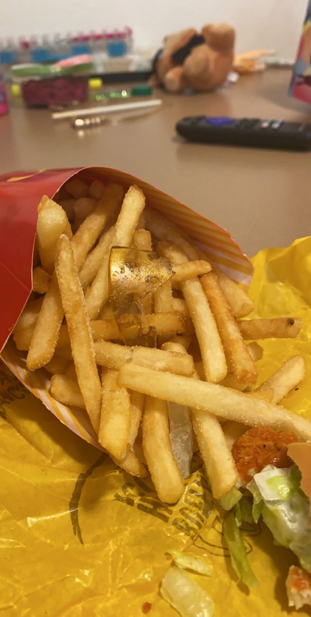 MisDarcieNicole's tweet photo. When Coronavirus is running rampant and @McDonalds serves a big hunk of plastic with your fries.... https://t.co/QEa64YrZqI