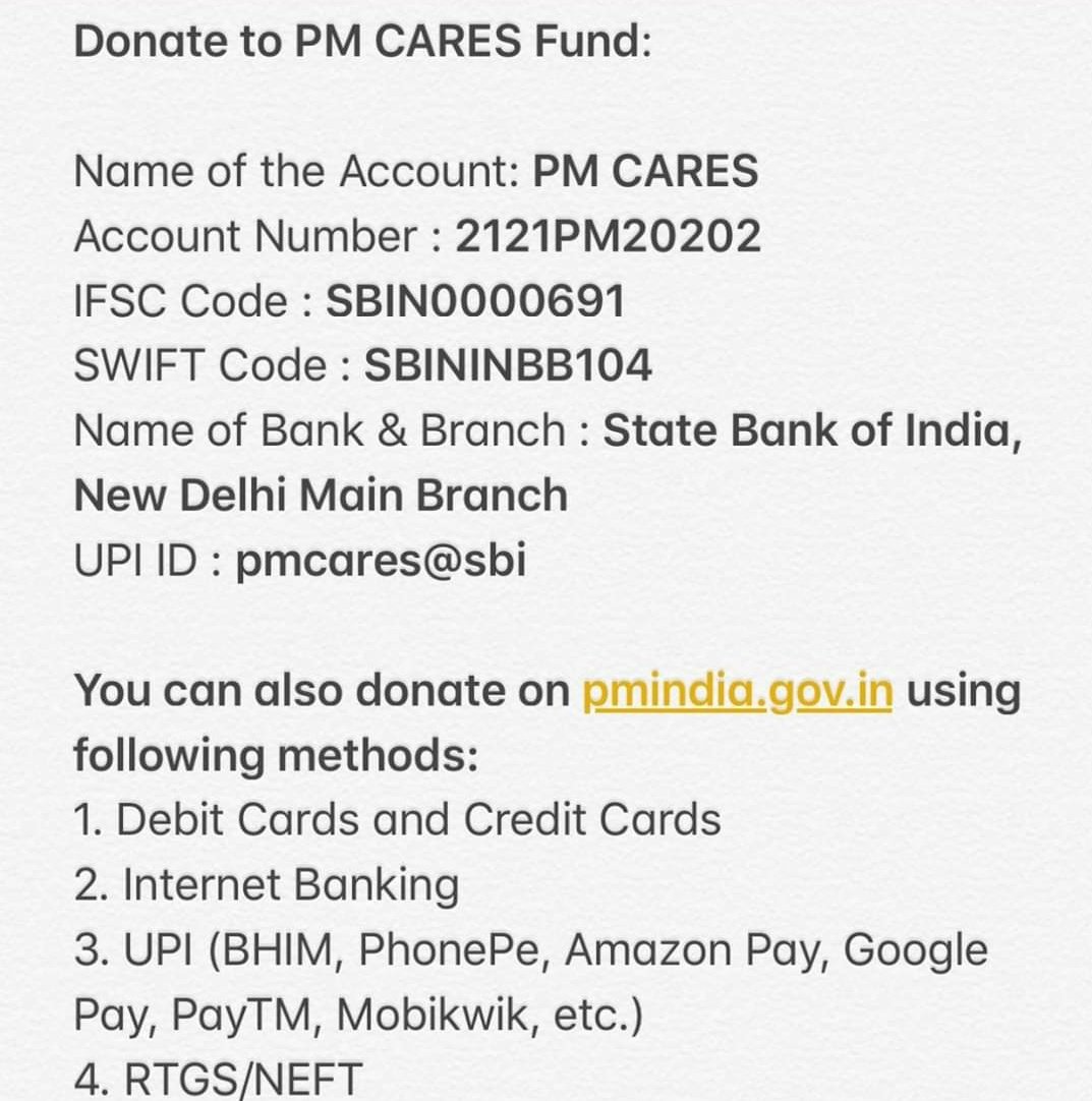 PrakalpsKitchen's tweet photo. A little contribution from my side in PM CARES fund @narendramodi ji.
Jai Hind Jai Bharat🙏🇮🇳 @PMOIndia
#IndiaFightsCorona
#PMReliefFund https://t.co/3cZbzfa9I5