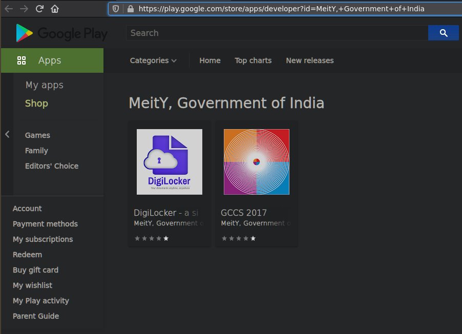 And in more  #DIgitalIndia  #FAIL @GoI_MeitY has two different developer IDs on the play store and publishes apps on both of them."MeitY, Government of India"and"MeitY, Government Of India"(Difference is "of" vs "Of" )  https://play.google.com/store/apps/developer?id=MeitY,+Government+of+India https://play.google.com/store/apps/developer?id=MeitY,+Government+Of+India