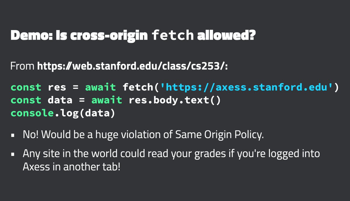 addyosmani's tweet image. A full free Stanford course on Web Security: stanford.io/2UHIu65 by @feross

🍪 HTTP(S), Cookies, Sessions 
🛡Same Origin Policy
👿 Cross-Site Scripting (XSS)
☠️ Cross-Site Script Inclusion
🔑 WebAuthn
and more.