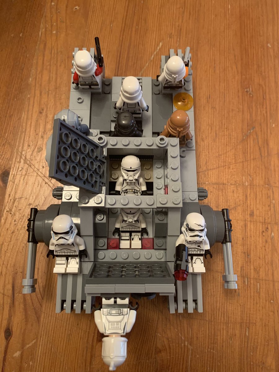 Princessjesster's tweet photo. โฆโฆ@HamillHimselfโฉ my son has lined up half his storm trooper โฆ@LEGO_Groupโฉ guys ready to march into battle! #covidactivities #selfisolationfun helmets on, weapons at the ready. https://t.co/05Myh1xSfl
