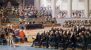 18thCand19thC's tweet photo. Opening session of the General Assembly, 5 May 1789, by Auguste Couder (1839) shows the inauguration of the Estates-General in Versailles. #estatesgeneral #18thcentury https://t.co/U92nlSmFNa