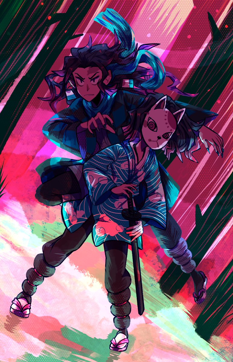 Demon!Tanjirou and Heroine!Nezuko !! ?"sanny ☕ の イ ラ ス ト.