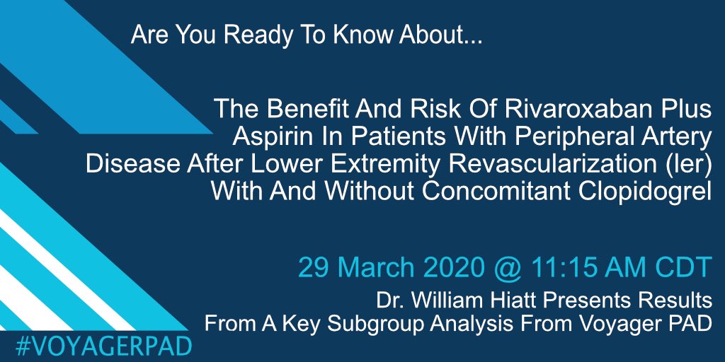 cpcresearch's tweet photo. If you enjoyed our 1st #LBCT today then we know your looking forward to our next one tomorrow at 11:15 AM CDT. CPC’s @WilliamHiatt18 will be answering the now popular question-Did background clopidogrel modify the efficacy or safety of rivaroxaban? https://t.co/18400s1XCE
#ACC20 https://t.co/1f5oYn9JyP