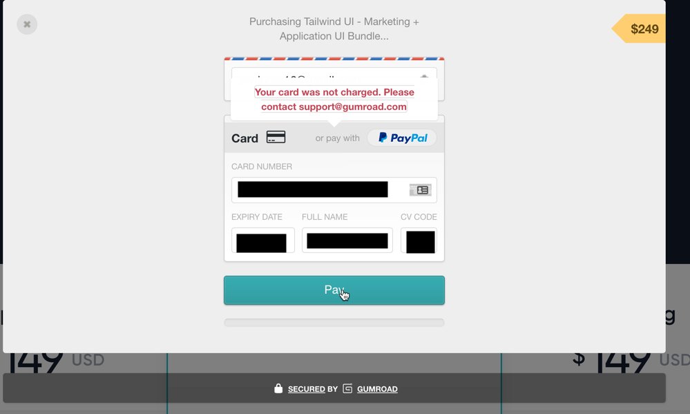 sean_winner93's tweet photo. Tried to buy tailwind ui today. Not working with paypal or manual 
@steveschoger @adamwathan @tailwindcss @tailwindui https://t.co/3QMKyBVmc2