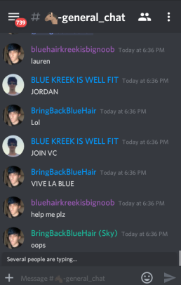 realcindyhyper's tweet photo. @KreekCraft LOOK IN YOUR DISCORD SERVER LOL #bringbackbluehair #ONEOFUS https://t.co/tqz9tWmaGB