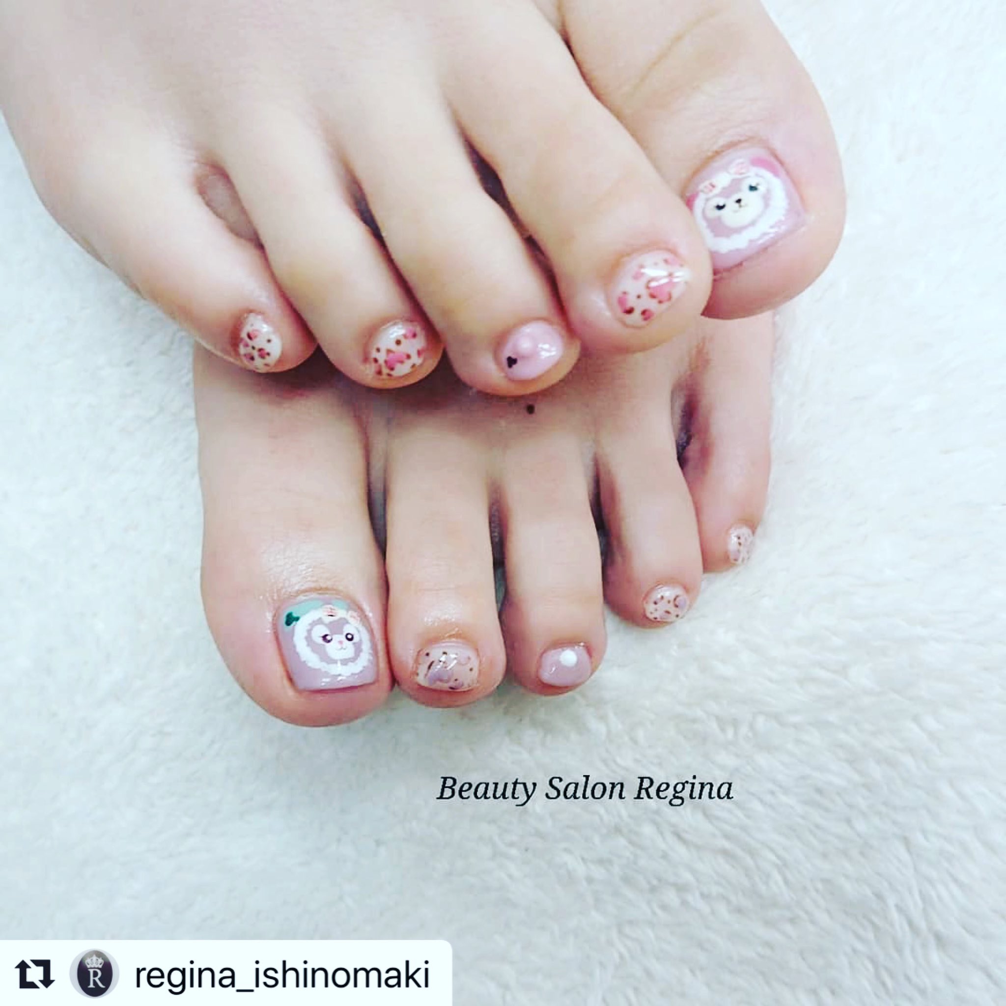 西ｐ お客様フットネイル シェリーメイとステラルーのフットネイル レオパードの中にはミッキーが隠れています 担当 後藤 Tel 0225 24 8106 Hp T Co Gymao4l5hk ネイル Nail 宮城 石巻 石巻ネイル Nailsalon イオン石巻