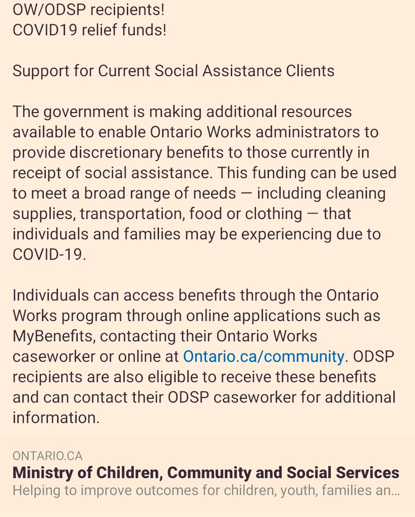 EmergencyAgent's tweet photo. ODSP / Ontario Works Clients 
📣📢

#onpoli #cdnpoli #Ottawa #Toronto #TOpoli #HamOnt #ODSP #Ontario #hbcms #hbcm #Covid_19 #covid19Canada #ON #support 

Visit:  https://t.co/2Ehu9lLd7R https://t.co/xK29ln6Cwd