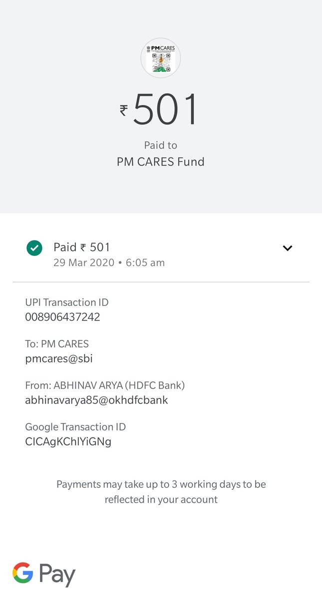 arya_abhinav's tweet photo. @narendramodi 
#IndiaFightsCorona #PMCARES 
Nothing huge, but doing my bit to support and fight the cause. https://t.co/s4NfVSrUvc
