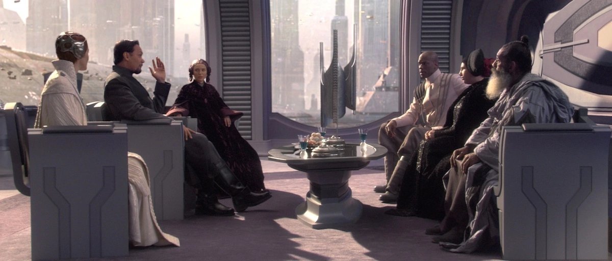 The Galactic Constitution was mentioned by WEG and would have appeared in ROTS.I'm assuming the Emperor did not give it much importance, if at all.