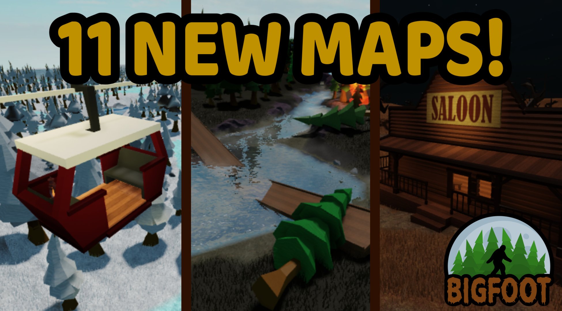 Fm Trick On Twitter Bigfoot Update 11 New Maps Map Is Decided Based On The Current Bigfoot Skin For Example If You Want To Play The Wild West Map Set Your - bigfoot in roblox