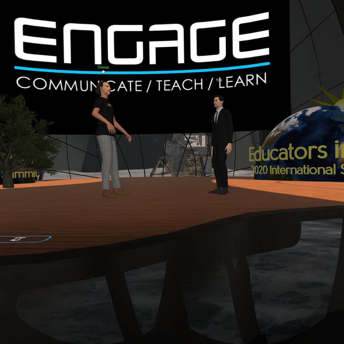CaitlinKrause_'s tweet photo. Nothing like a virtual reality gathering on the moon to give a sense of creative freedom! Such a meaningful, connected meetup today in #VR, catching up and sharing about what's on the horizon in worlds of learning and immersive experience! 🚀 #eduvr #arvrinedu #mindfulVR https://t.co/X9pFCGAQJW