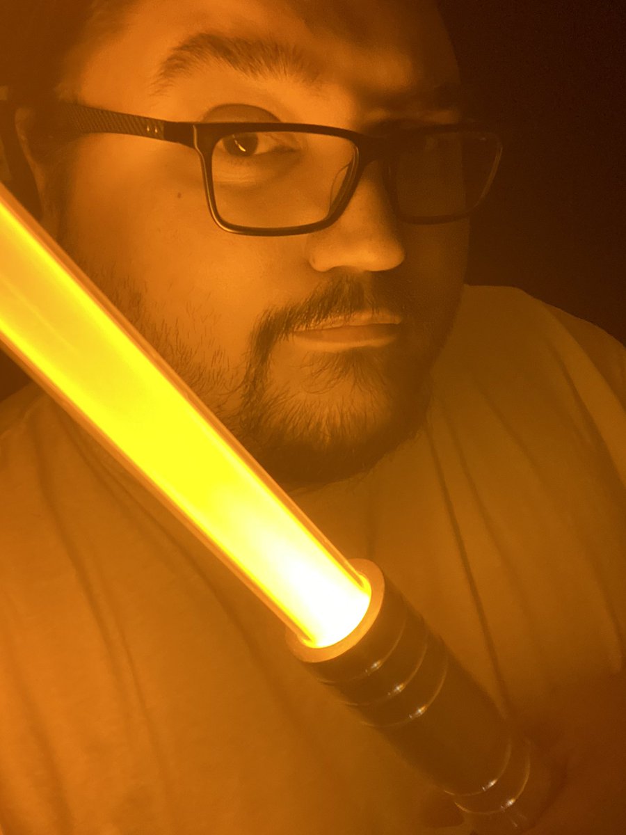 SWGEDiscord's tweet photo. Even the admins get in on the fun! FreeBird checking in with my #LightsabersAtHome shot! 

Be kind to one another. Love one another. #ShareTheForce with one another! We WILL get through this together. 

.@HamillHimself @rianjohnson @HerUniverse @StarWarsEvent https://t.co/hqJb1wJFwQ