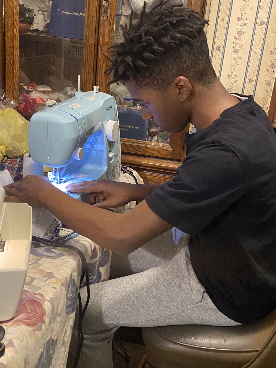 haydencooksalot's tweet image. One of my students I taught last spring and last fall is making face masks at home with the skills he learned in #FCS I’m sooooooo proud of him 💕💕💕 His mom sent me the pics with approval to share. #lifeskills #covid19 @RBMS_Principal @wcpss @WCPSS_CTE