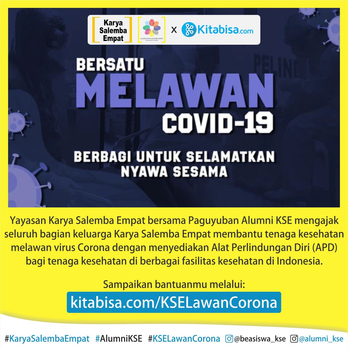 AlumniKSE's tweet photo. *Kamu Bisa Jadi Pahlawan Dari Rumah*

Jumlah pasien positif covid-19 kembali meningkat. Jumlah kasus positif corona di Indonesia mencapai 1.155 kasus dan 61 orang diantaranya merupakan petugas medis di Jakarta.
 https://t.co/rH1APG0bo9

#BersamaLawanCorona
#AlumniKSE
#KSE https://t.co/bZYY9TG6LA